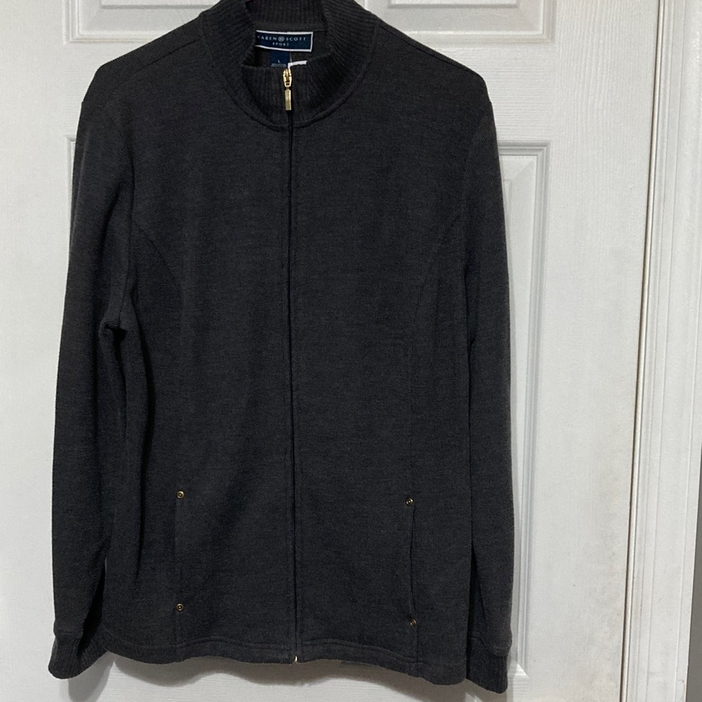 Karen Scott Men's Charcoal Full-Zip Sweater Jacket. SWEATER WEATHER!!!